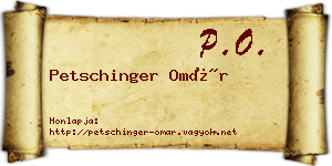 Petschinger Omár névjegykártya